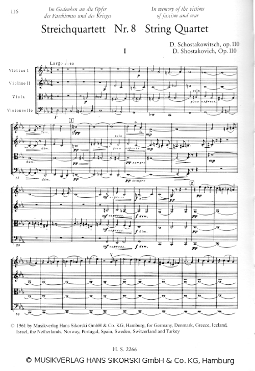 Schostakowitsch Symphonie Nr.1 Ausschnitt - © MUSIKVERLAG HANS SIKORSKI GmbH & Co. KG, Hamburg - Abdruck mit frdl. Genehmigung